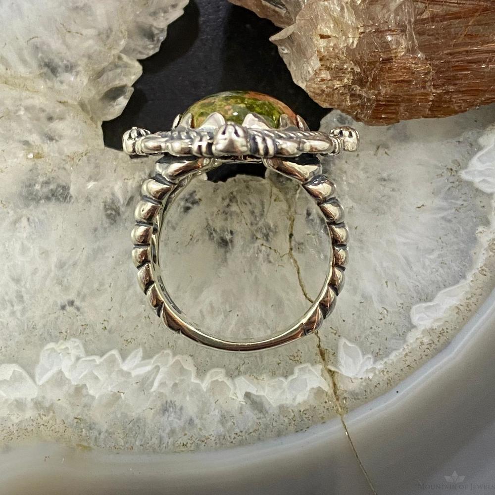 Carolyn Pollack Sterling Silver Oval Unakite Decorated Ring Size 8.5 For Women - Picture 8 of 10